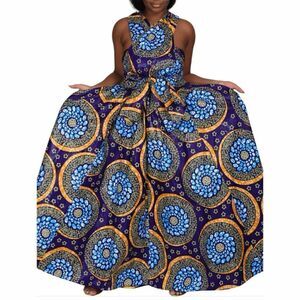 ADVANCE Yellow & Blue Wax Dye Infinity Dress
